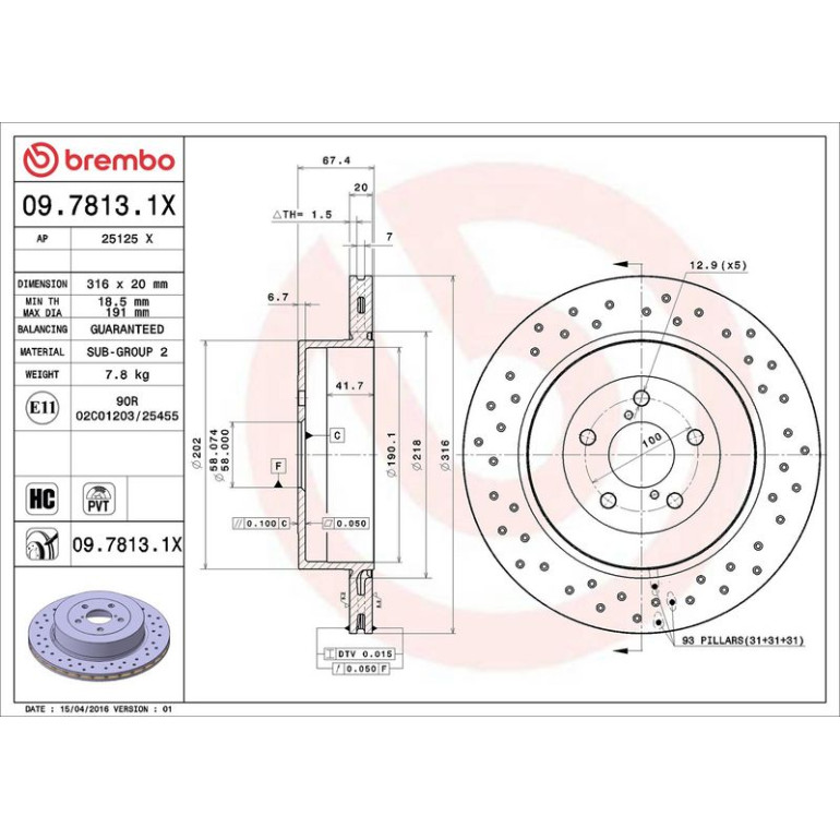 Bremsscheibe HA Xtra 09.7813.1X