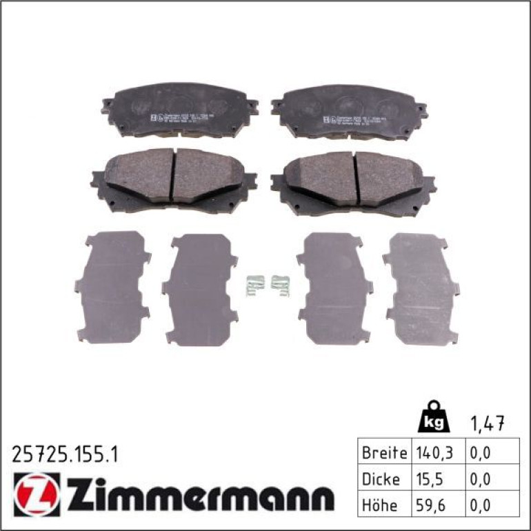 ZIMMERMANN Bremsbelagsatz, Scheibenbremse 25725.155.1 ZIMMERMANN Bremsbelagsatz, Scheibenbremse 25725.155.1