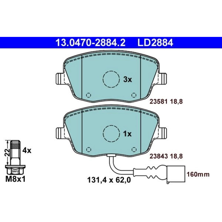 Bremsbelagsatz Skoda P. Fabia/Roomster 1.0-1.9 Tdi 99-15 Keramik 13.0470-2884.2 Bremsbelagsatz Skoda P. Fabia/Roomster 1.0-1.9 Tdi 99-15 Keramik 13.0470-2884.2