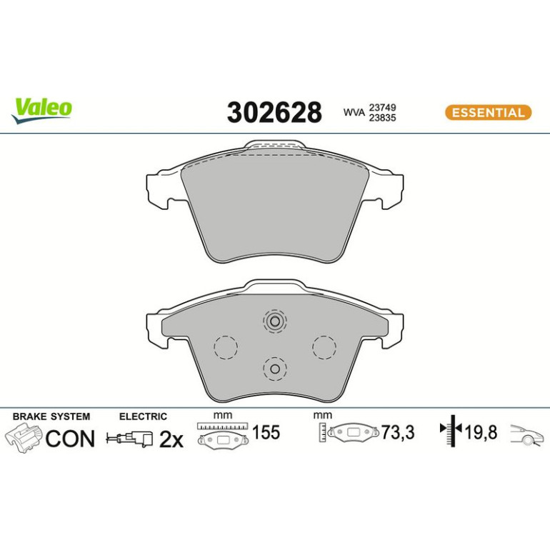 VALEO Bremsbeläge 302628 VALEO Bremsbeläge 302628