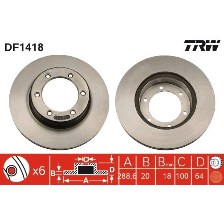Bremsscheibe Toyota P. Hilux 84-05 DF1418 Bremsscheibe Toyota P. Hilux 84-05 DF1418