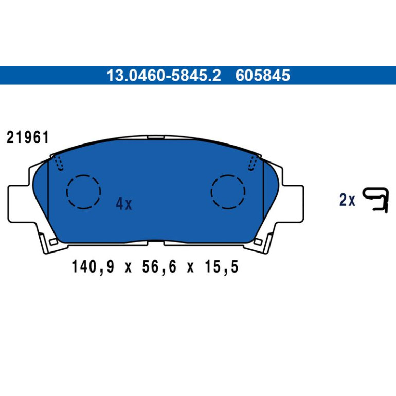 Bremsbelagsatz Toyota P. Avensis 1,6-2,0 97-01 13.0460-5845.2 Bremsbelagsatz Toyota P. Avensis 1,6-2,0 97-01 13.0460-5845.2