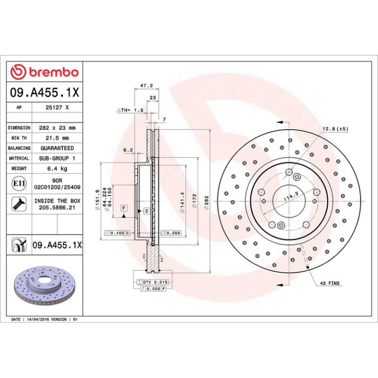 Bremsscheibe VA Xtra 09.A455.1X Bremsscheibe VA Xtra 09.A455.1X