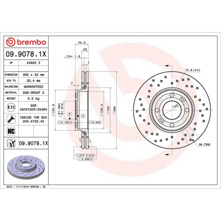 Bremsscheibe VA Xtra 09.9078.1X Bremsscheibe VA Xtra 09.9078.1X