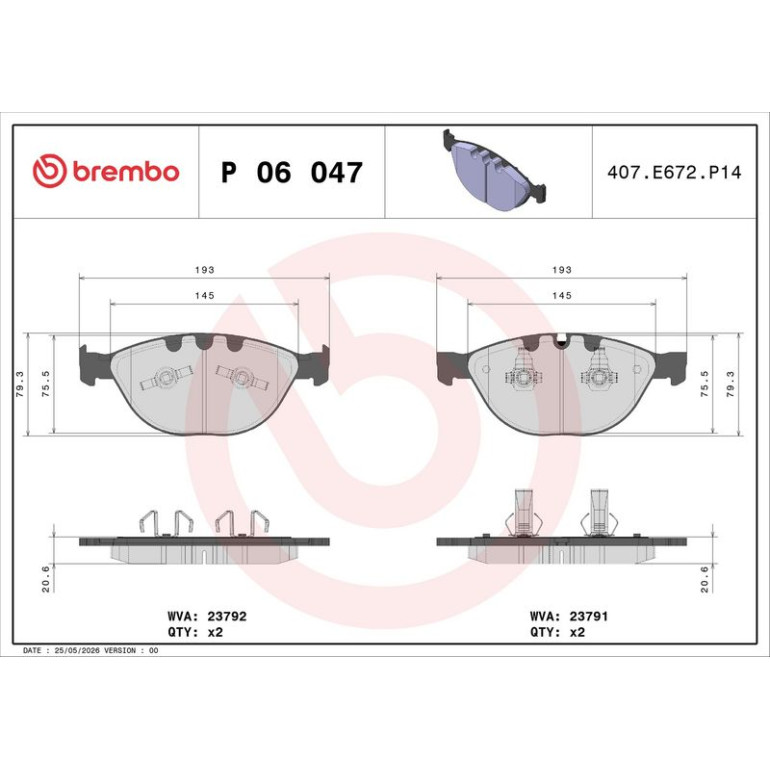 BREMBO Bremsklötze VA P 06 047 BREMBO Bremsklötze VA P 06 047