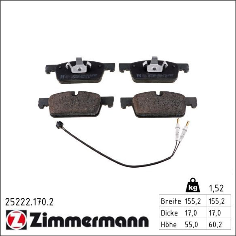 ZIMMERMANN Bremsbeläge 25222.170.2 ZIMMERMANN Bremsbeläge 25222.170.2