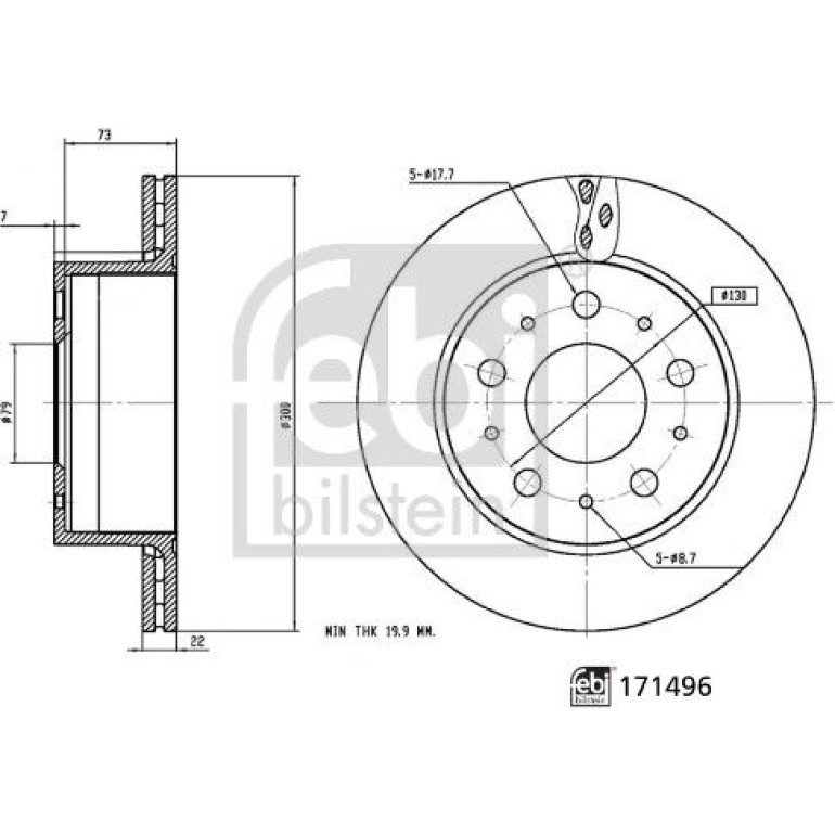 FEBI BILSTEIN Bremsscheibe 171496 FEBI BILSTEIN Bremsscheibe 171496