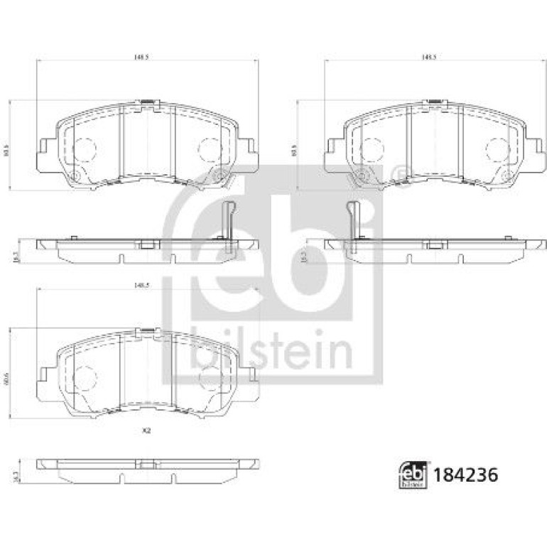 FEBI BILSTEIN Bremsbelagsatz, Scheibenbremse 184236 FEBI BILSTEIN Bremsbelagsatz, Scheibenbremse 184236