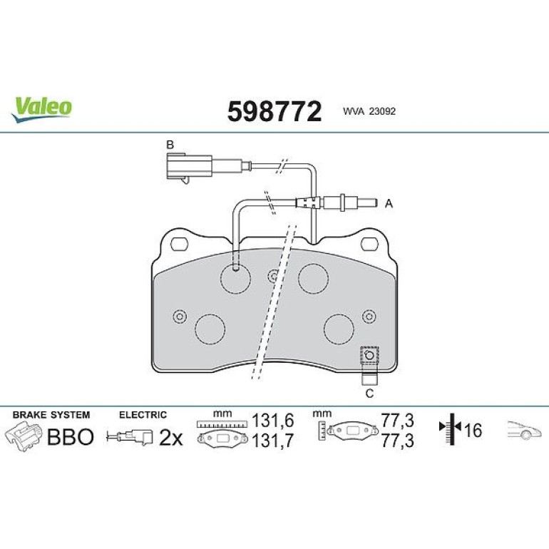 VALEO Bremsbeläge 598772 VALEO Bremsbeläge 598772