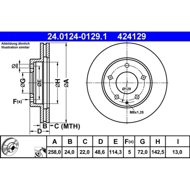 Bremsscheibe Mazda S. 626/Mx-6/Premacy/Xedos 1.8-2.5 92-05 24.0124-0129.1 Bremsscheibe Mazda S. 626/Mx-6/Premacy/Xedos 1.8-2.5 92-05 24.0124-0129.1