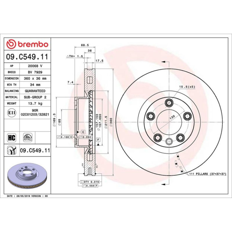 Bremsscheibe VA 09.C549.11 Bremsscheibe VA 09.C549.11