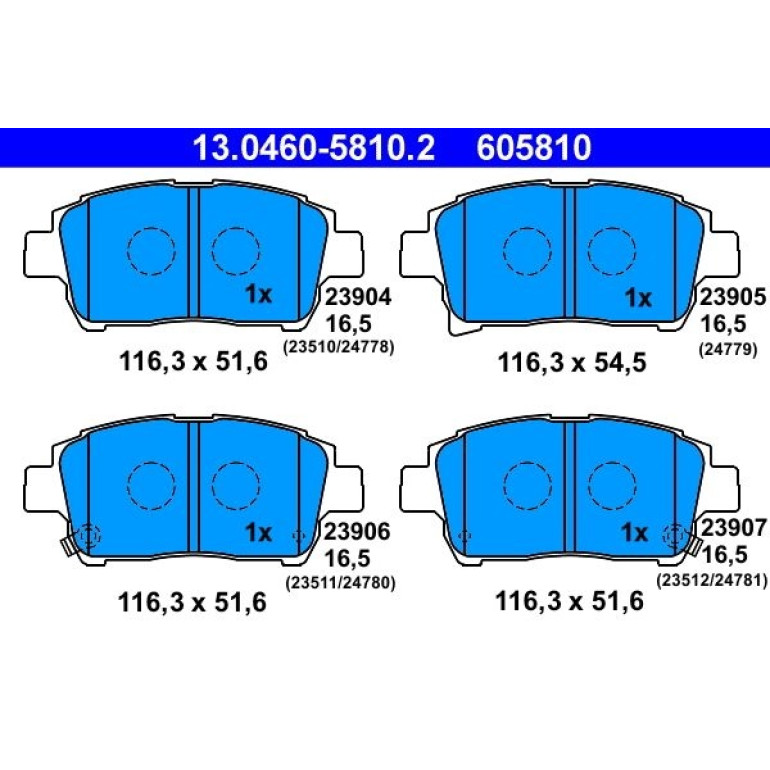 Bremsbelagsatz Toyota P. Corolla/Iq/Prius/Yaris 1.0-1.6 Vvti 99 13.0460-5810.2 Bremsbelagsatz Toyota P. Corolla/Iq/Prius/Yaris 1.0-1.6 Vvti 99 13.0460-5810.2