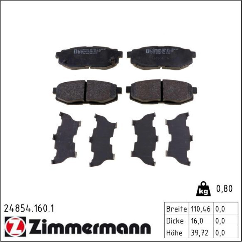 ZIMMERMANN Bremsbeläge 24854.160.1 ZIMMERMANN Bremsbeläge 24854.160.1