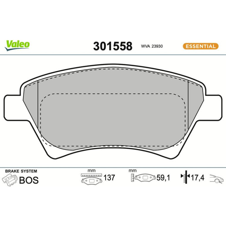 VALEO Bremsbeläge 301558 VALEO Bremsbeläge 301558