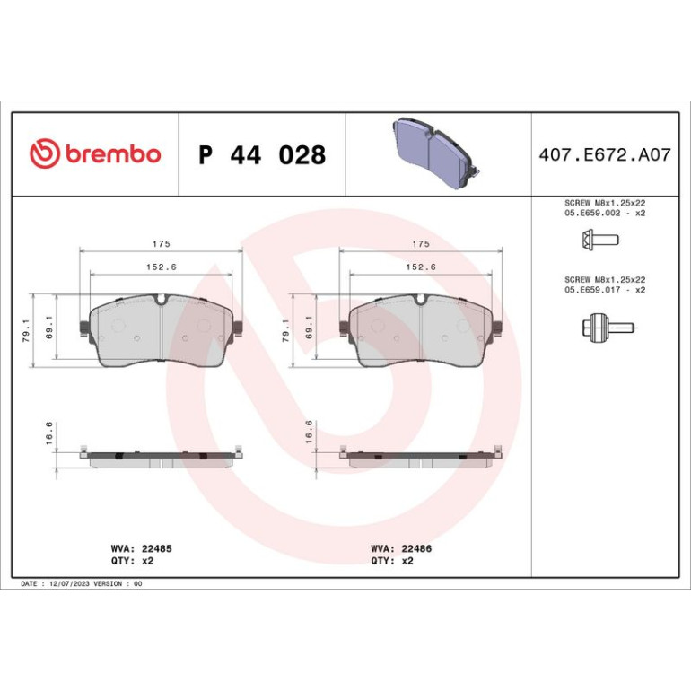 BREMBO Bremsklötze VA P 44 028 BREMBO Bremsklötze VA P 44 028