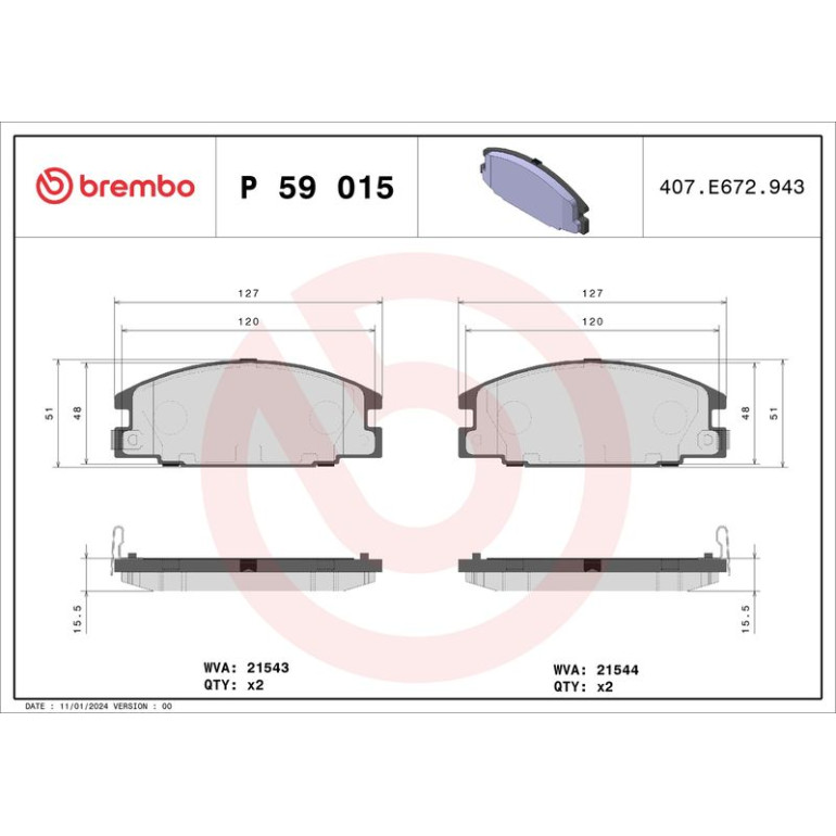 BREMBO Bremsklötze VA P 59 015 BREMBO Bremsklötze VA P 59 015