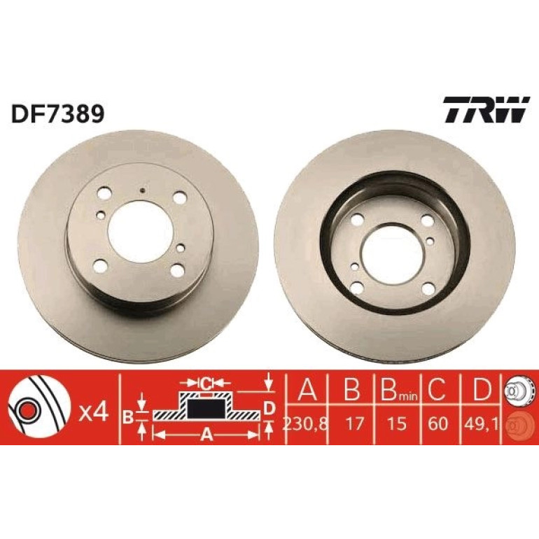 89 481 018 Bremsscheibe VA DF7389 89 481 018 Bremsscheibe VA DF7389