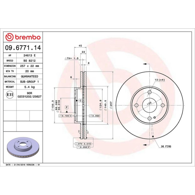83 481 027 Bremsscheibe VA 09.6771.14 83 481 027 Bremsscheibe VA 09.6771.14
