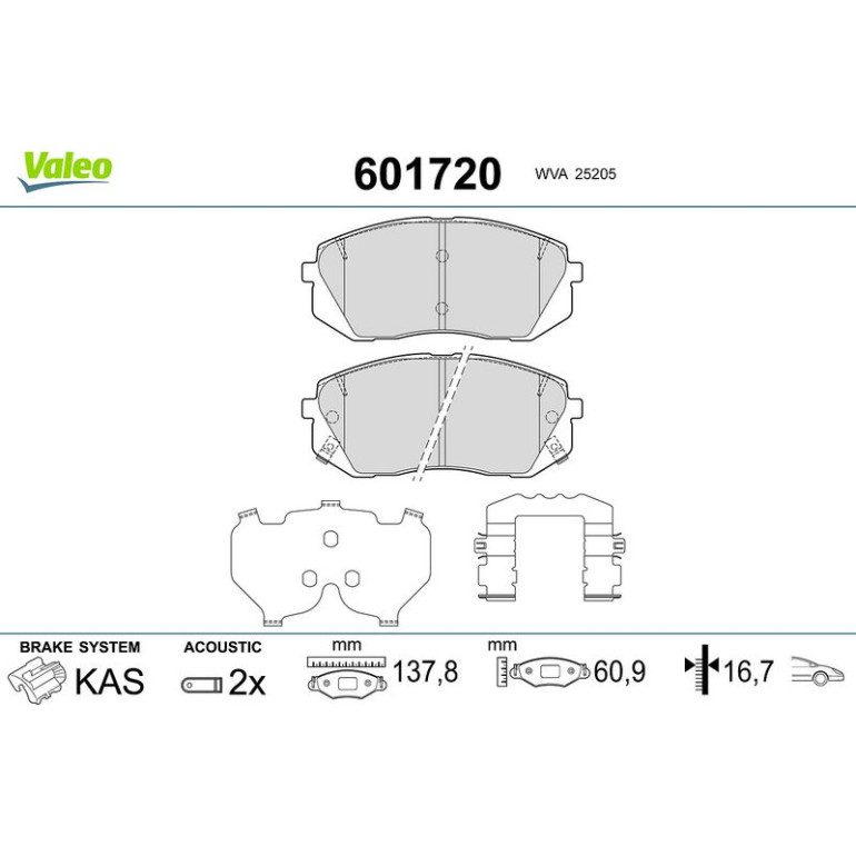 VALEO Bremsbeläge 601720 VALEO Bremsbeläge 601720