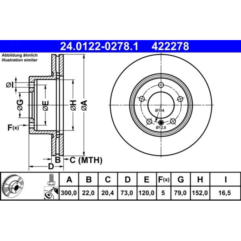 Bremsscheibe Bmw S. 1/3/4 1.6-2.0 10 24.0122-0278.1 Bremsscheibe Bmw S. 1/3/4 1.6-2.0 10 24.0122-0278.1