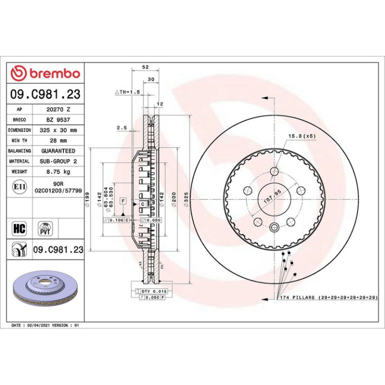 Bremsscheibe Lightweight VA 09.C981.23 Bremsscheibe Lightweight VA 09.C981.23
