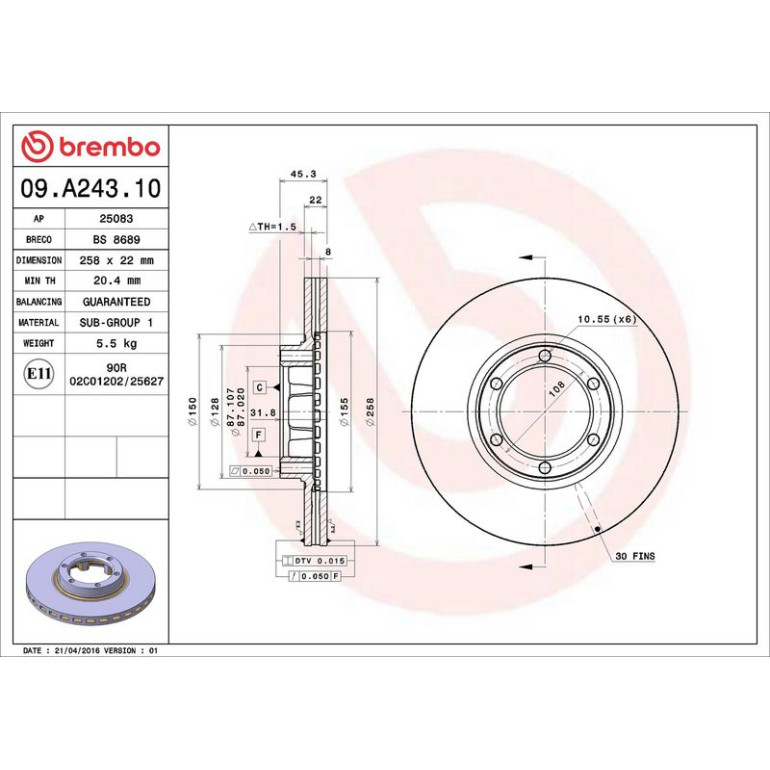 Bremsscheibe VA 09.A243.10 Bremsscheibe VA 09.A243.10