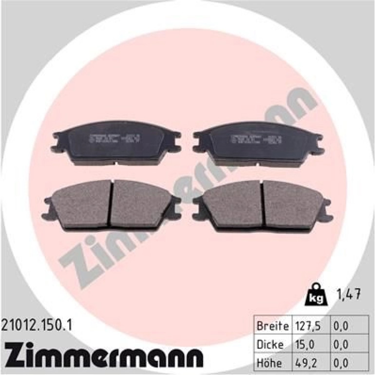 ZIMMERMANN Bremsbeläge 21012.150.1 ZIMMERMANN Bremsbeläge 21012.150.1