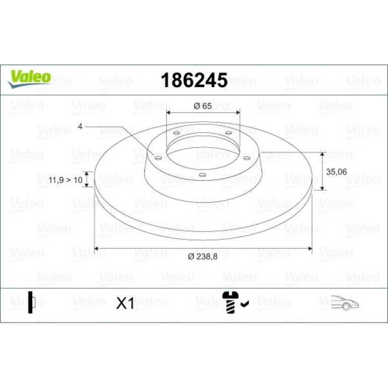 VALEO Bremsscheibe 186245 VALEO Bremsscheibe 186245