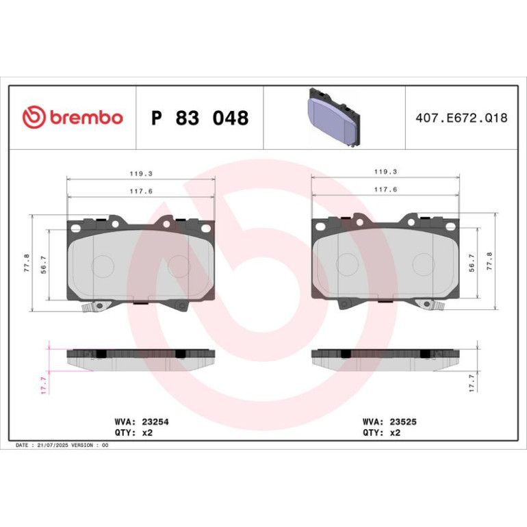 BREMBO Bremsklötze VA P 83 048 BREMBO Bremsklötze VA P 83 048