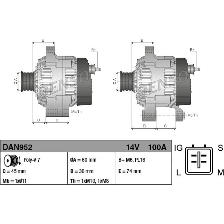 DENSO Generator DAN952
