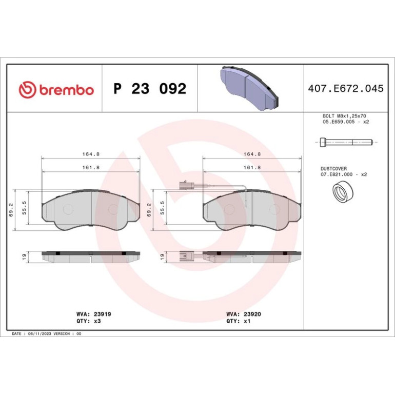 BREMBO Bremsklötze VA P 23 092 BREMBO Bremsklötze VA P 23 092