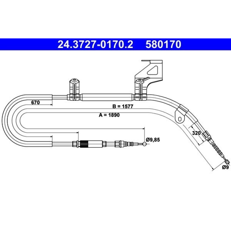 Seilzug, Feststellbremse 24.3727-0170.2 Seilzug, Feststellbremse 24.3727-0170.2