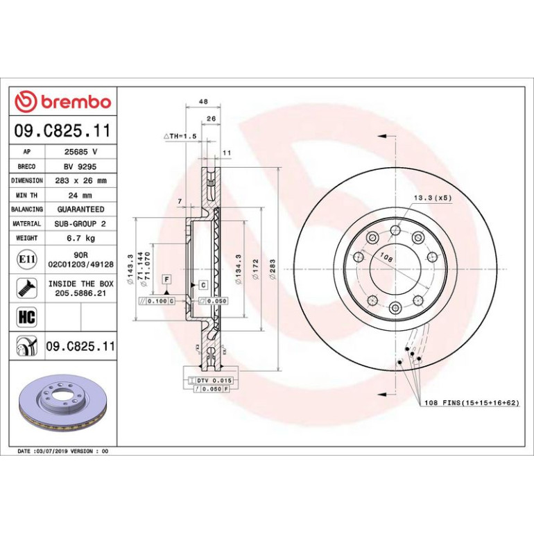 Bremsscheibe VA 09.C825.11