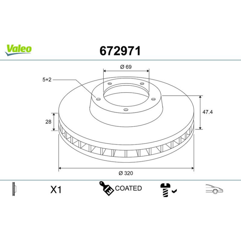 VALEO Bremsscheibe 672971 VALEO Bremsscheibe 672971