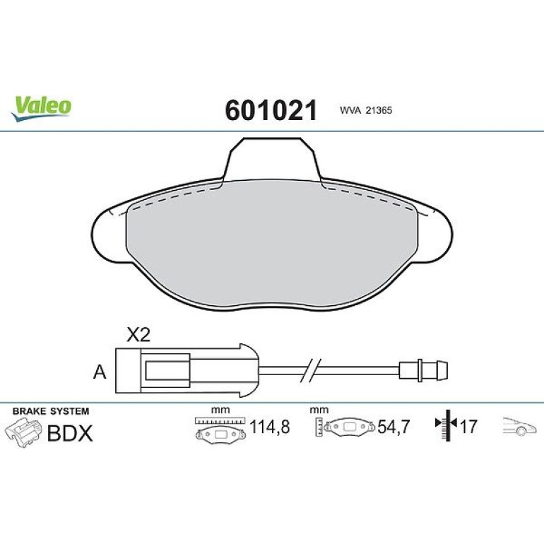 VALEO Bremsbeläge 601021 VALEO Bremsbeläge 601021