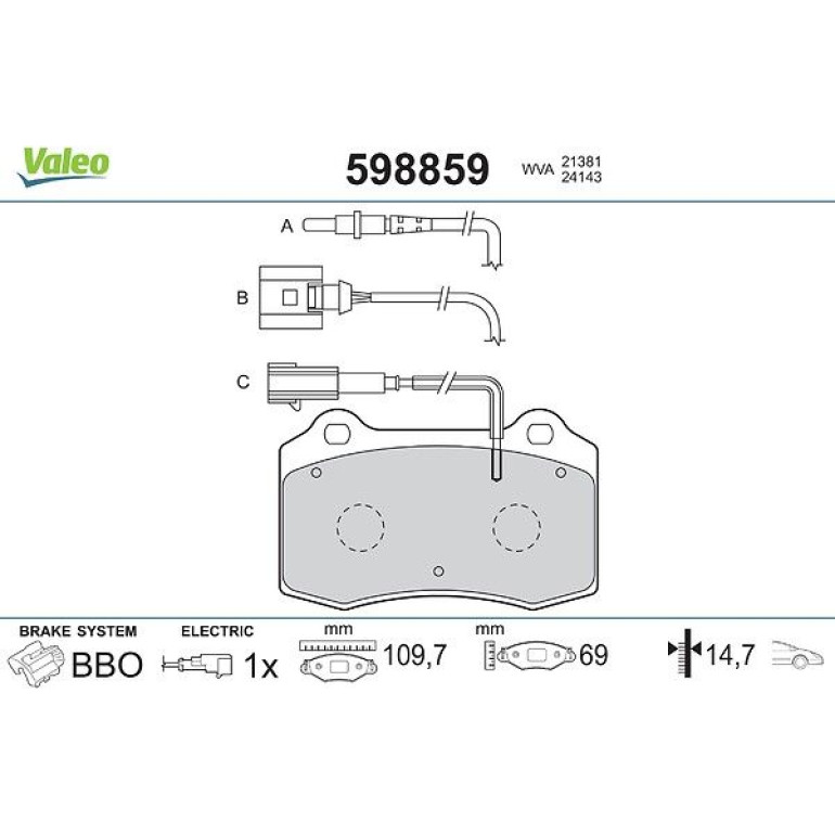 VALEO Bremsbeläge 598859 VALEO Bremsbeläge 598859