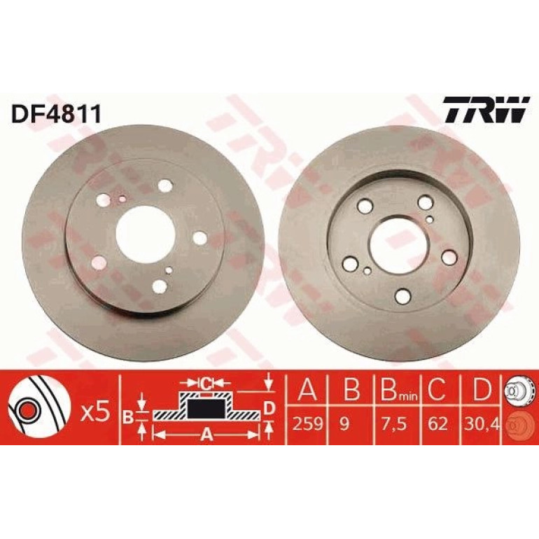 Bremsscheibe Toyota T. Auris DF4811 Bremsscheibe Toyota T. Auris DF4811
