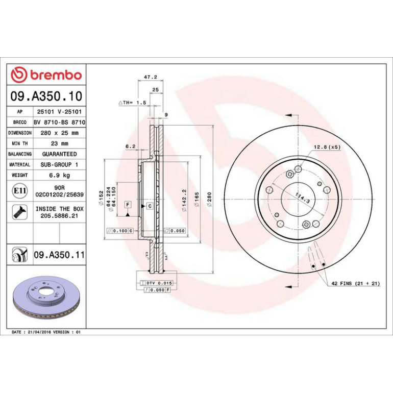 86 481 042 Bremsscheibe VA 09.A350.11 86 481 042 Bremsscheibe VA 09.A350.11
