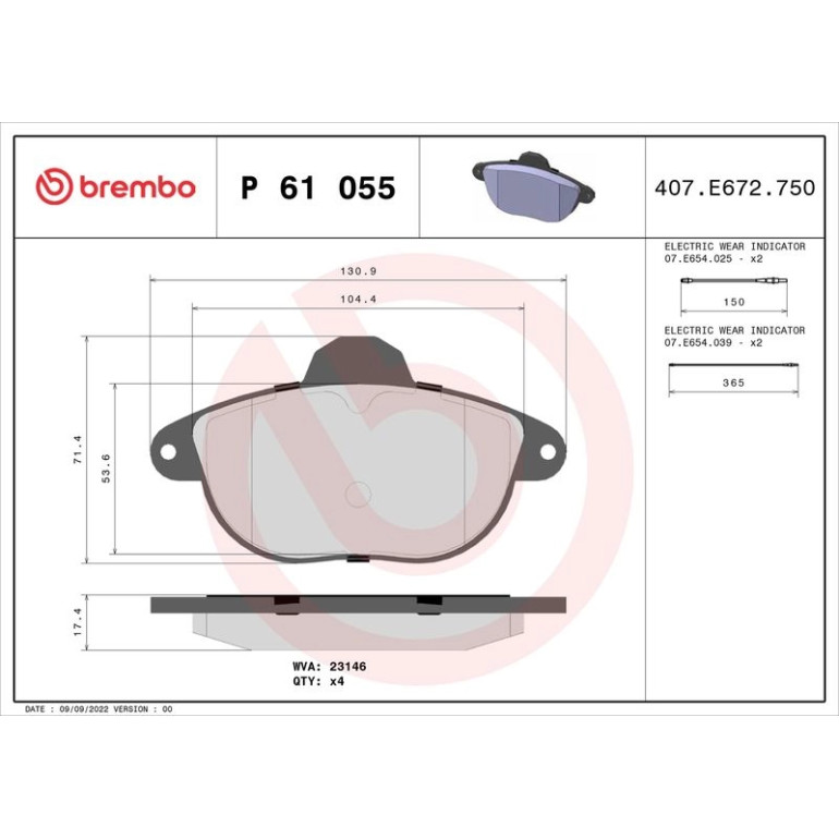 BREMBO Bremsklötze VA P 61 055 BREMBO Bremsklötze VA P 61 055