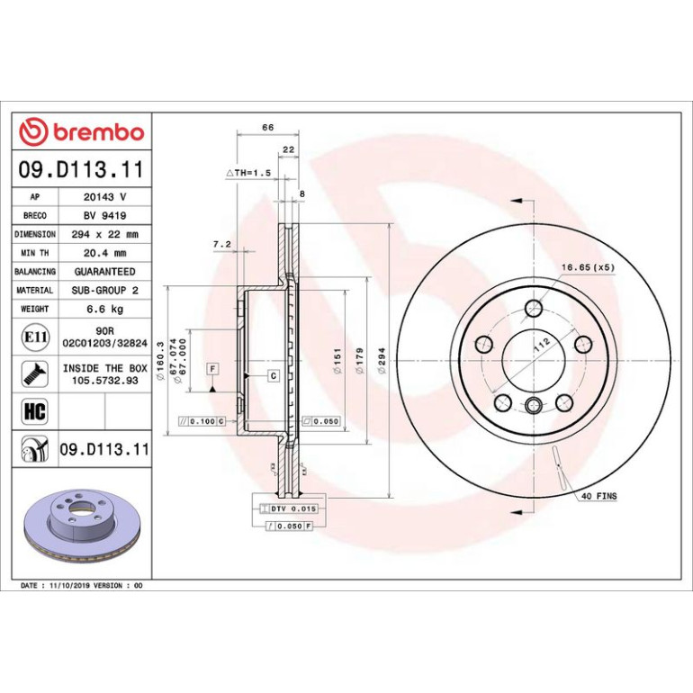 Bremsscheibe VA 09.D113.11 Bremsscheibe VA 09.D113.11