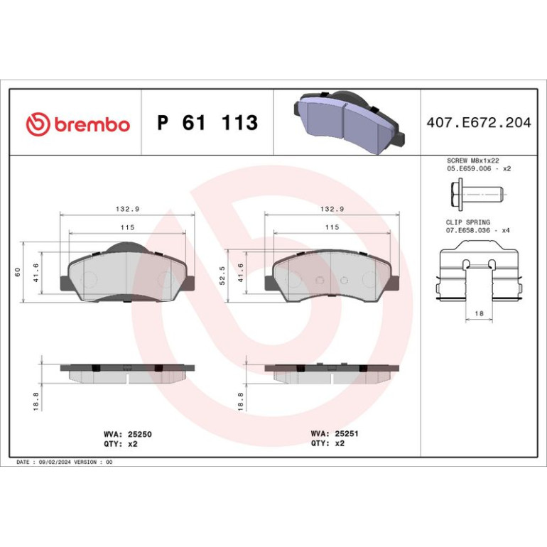 BREMBO Bremsklötze VA P 61 113 BREMBO Bremsklötze VA P 61 113