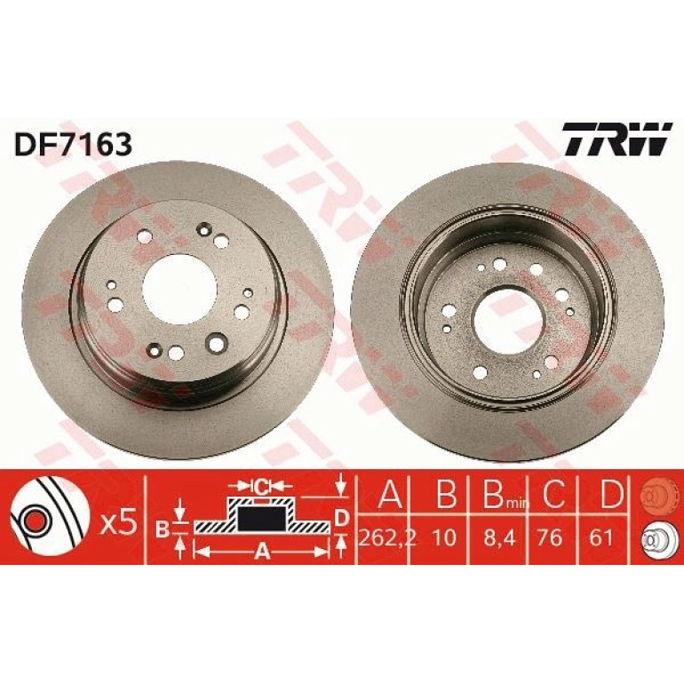 Bremsscheibe Honda T. F-Rv DF7163 Bremsscheibe Honda T. F-Rv DF7163