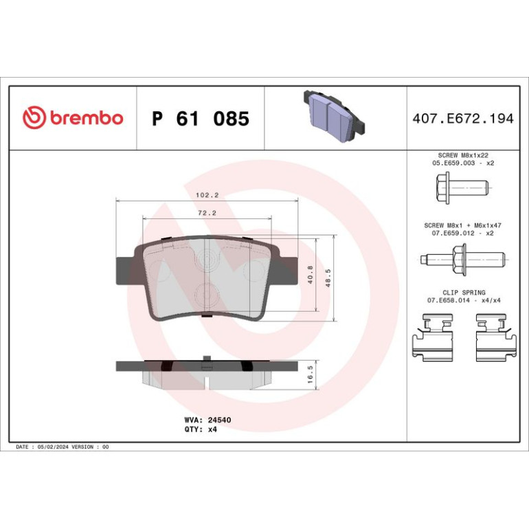 BREMBO Bremsklötze HA P 61 085