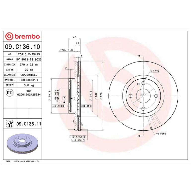 83 481 045 Bremsscheibe VA 09.C136.11