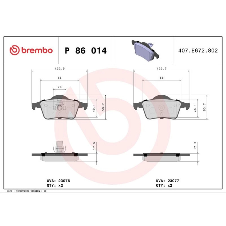BREMBO Bremsklötze HA P 86 014 BREMBO Bremsklötze HA P 86 014