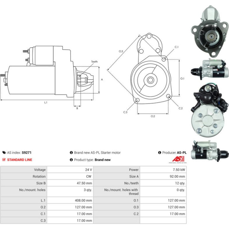 AS-PL Anlasser S9271 AS-PL Anlasser S9271