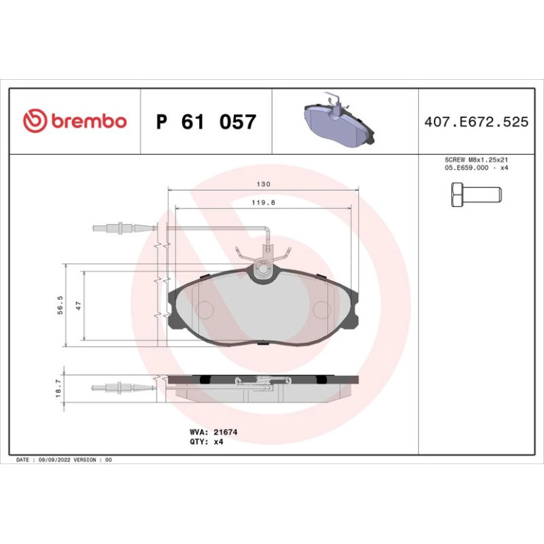 BREMBO Bremsklötze VA P 61 057