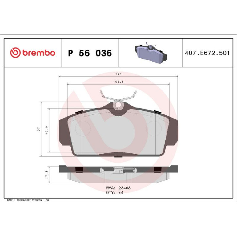 BREMBO Bremsklötze VA P 56 036 BREMBO Bremsklötze VA P 56 036
