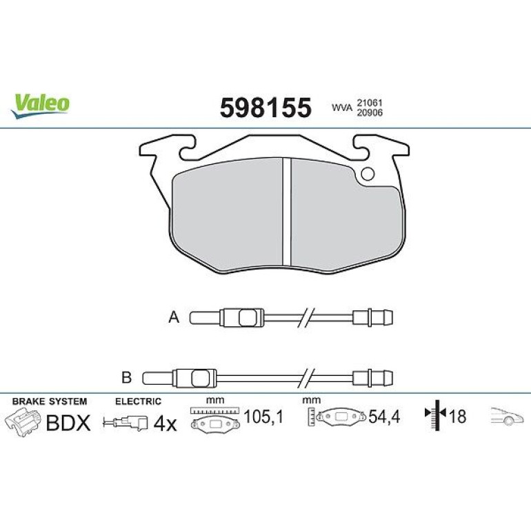 VALEO Bremsbeläge 598155