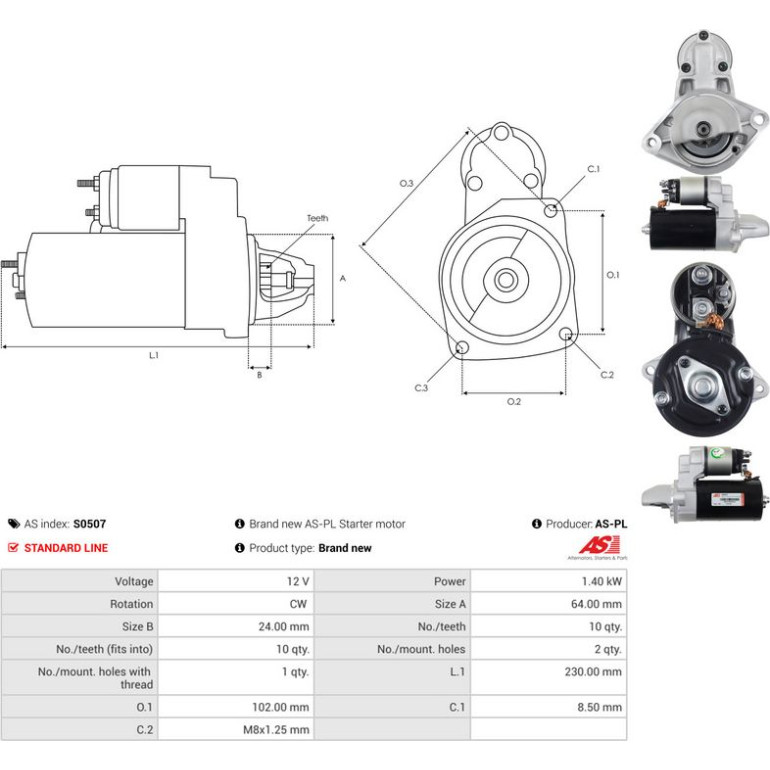 AS-PL Anlasser S0507 AS-PL Anlasser S0507